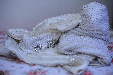The African Buganda brides cloth Stock Photos