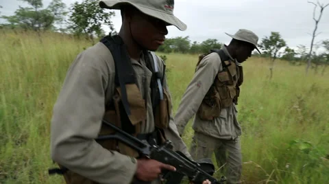 African bush Tracker Rangers Video stock 46384875