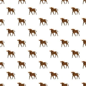 African cape buffalo repeating seamless animal pattern Stock Illustration