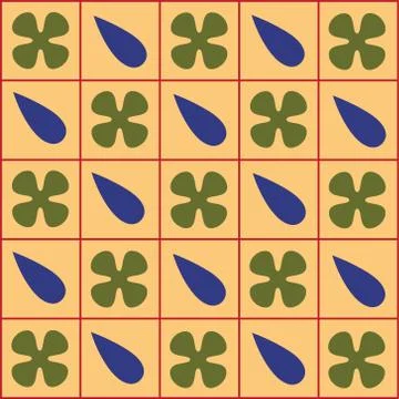 African checkered drops and clover culture fabric design. Egypt national orna Stock Illustration