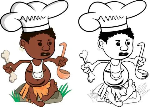 African Chef cook Stock Illustration