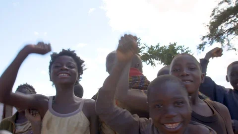 African children cheering Stock Footage 129291209
