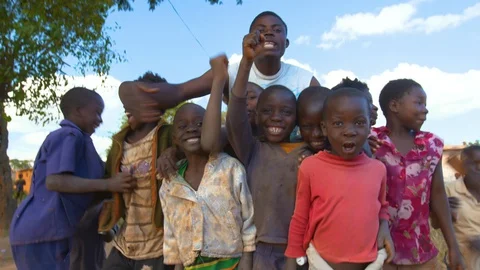 African children cheering Stock Footage 129291231