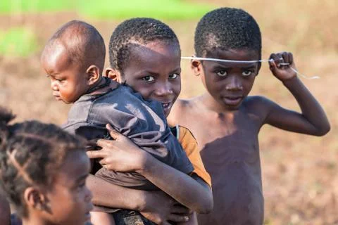 African children in refugee camp Stock Photos