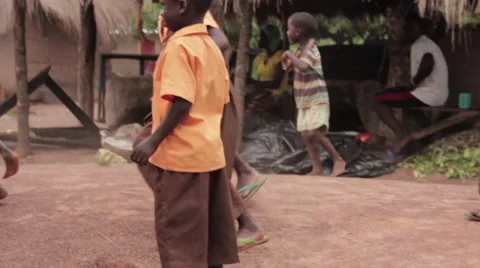AFRICAN CHILDREN RUNNING Stock Footage 41474631