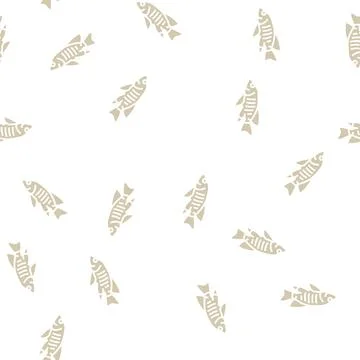 African cichlids glyph seamless pattern Stock Illustration