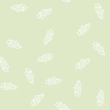 African cichlids line seamless pattern Stock Illustration