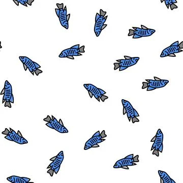 African cichlids vector seamless pattern Stock Illustration