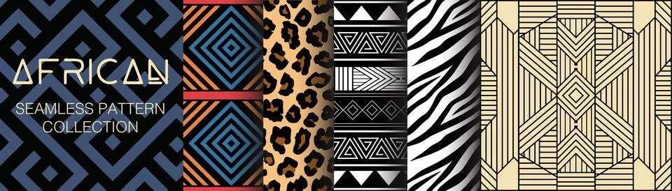 African collection of seamless patterns. Stock Illustration