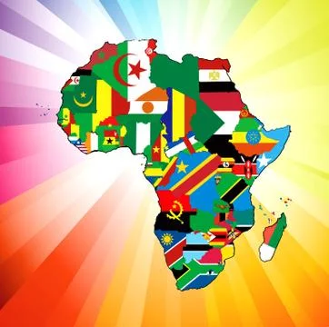 African Continent Flag Map Stock Illustration