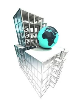 African countries building concept of architectural plan illustration Ilustración de archivo