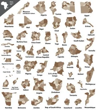 African countries maps Stock-Illustration