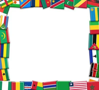 African countries national flags border frame background design. Colorful fla Stock Illustration