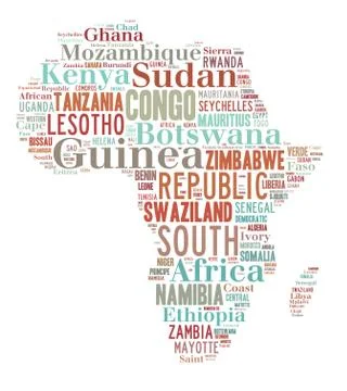 African countries in shape of the continent Stock Illustration