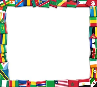African country flags frame with white copy space inside Stock Illustration