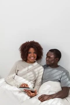 African couple using the computer 스톡 사진