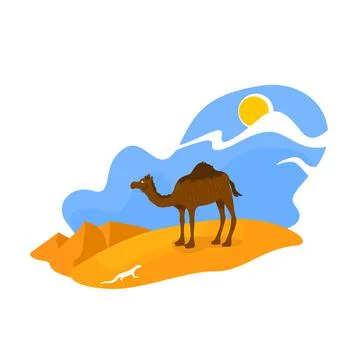African desert 2D vector web banner, poster Stock Illustration