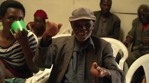 African Disabled Man Waving Hands, Kabale, Uganda Stock Footage 40929629
