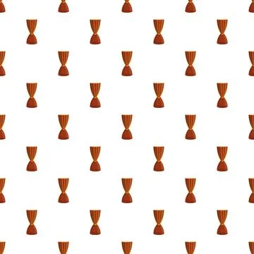 African djembe drum repeating pattern on white background Stock Illustration
