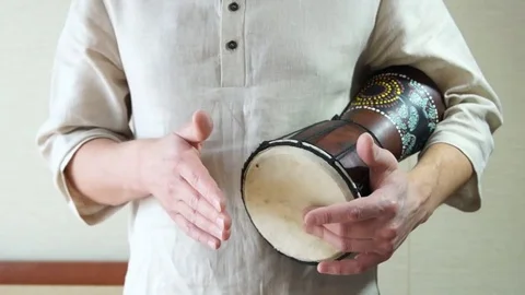 African Djembe drummer Stock Footage 77669526