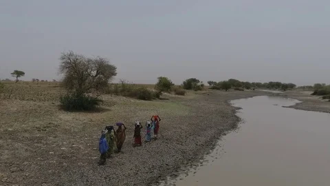 African drought and difficult living conditions Stock Footage