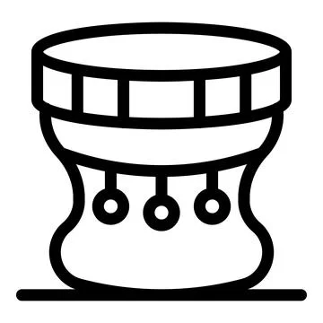 African drum with circular decorations standing on a surface Stock Illustration