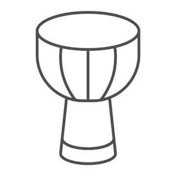 African drum thin line icon, musical instrument Stock Illustration