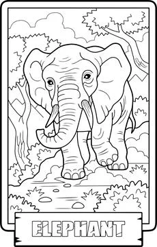African elephant, coloring page Stock Illustration