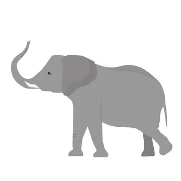 African elephant in flat style isolated on white background Stock Illustration