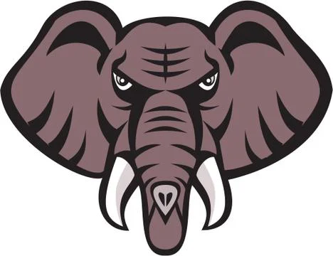African Elephant Head Angry Tusk Retro Stock-Illustration