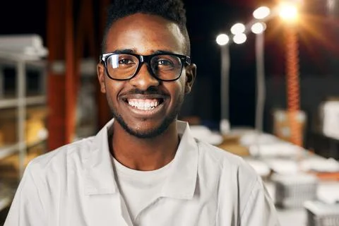 African engineer working with tablet at factory Foto stock