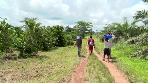 African farmers returning from the fields Video stock 158803817