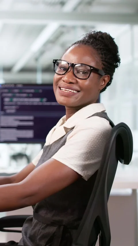 African Female Coder Working On Web Development Project Stock Footage 312470838