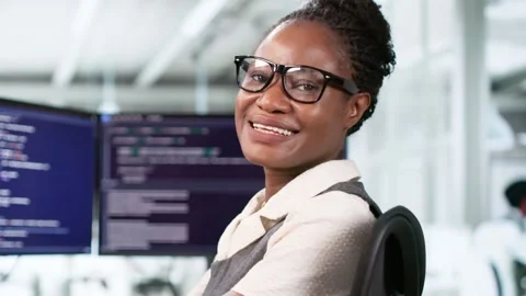 African Female Coder Working On Web Development Project Stock Footage 313358457