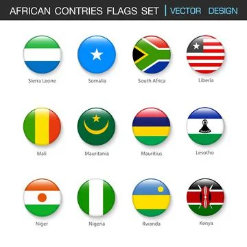African Flag icon set in Circle , vector Design Elemant illustration Stock Illustration