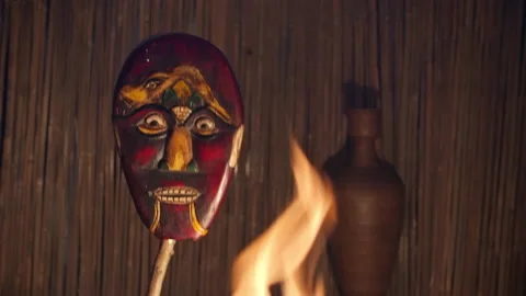 African Flat Mask Dance Ritual Video stock 148290083