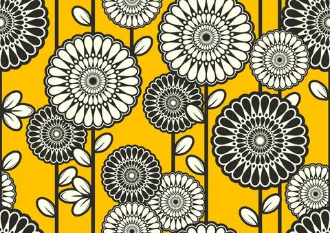 African flower fabric pattern Stock Illustration