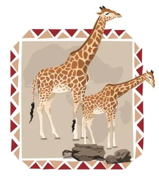 African frame with giraffes Stock Illustration