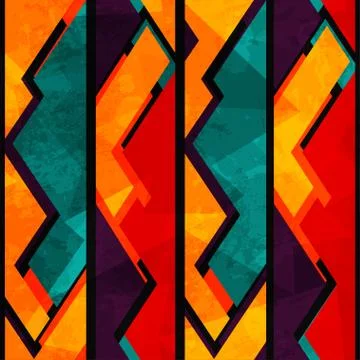 African geometric seamless pattern with grunge effect Stock Illustration
