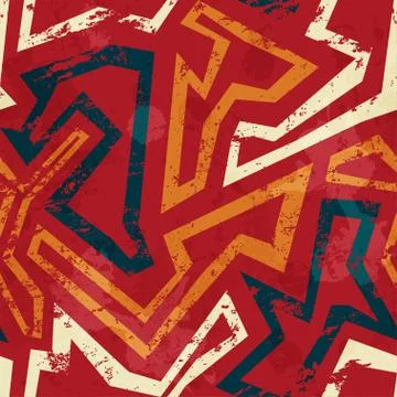 African geometric seamless pattern with grunge effect Stock Illustration