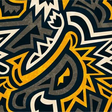 African geometric seamless pattern with grunge effect Illustrazione stock