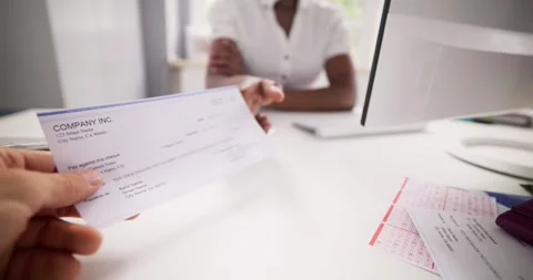 African Giving Cheque Stock Footage 248120600