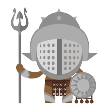 African gladiator with net web and trident Stock Illustration
