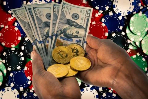 African hands bitcoin Fotos Stock