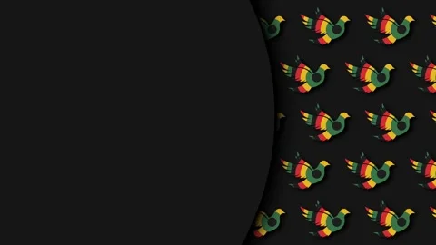 African Heritage Emancipation Day Background with Colorful Bird Pattern and.. Stock Footage 343639815
