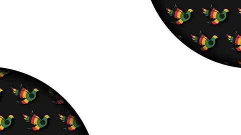 African Heritage Emancipation Day Background Loop with Colorful Bird Pattern. Stock Footage 343640031