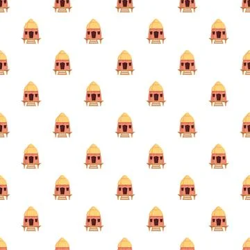 African huts creating a seamless pattern for cultural backgrounds Illustrazione stock