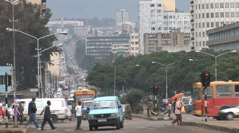African intersection and city view Stock Footage