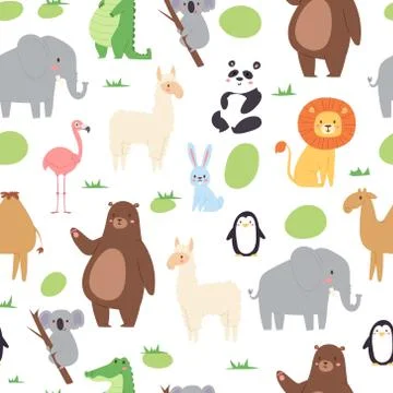 African jungle animals seamless pattern for cute baby textile, wrapping or Illustrazione stock
