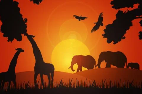African Landscape Background Stock Illustration